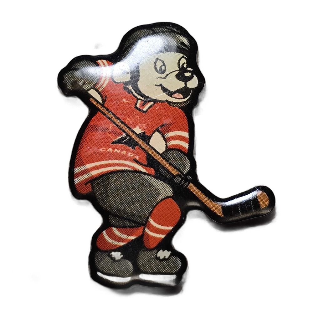 Vintage Team Canada Hockey Mascot Cartoon Character Lapel Vest Hat Pin G1